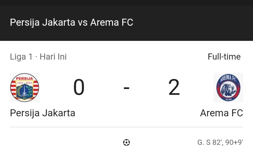 Singo Edan Berpesta di GBK: Persija Tumbang 0-2 di Tangan Arema FC