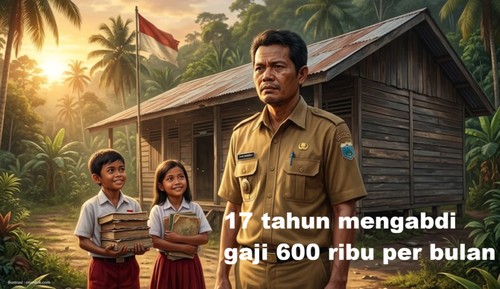 Ilustrasi guru honorer gaji 600 ribu perbulan.